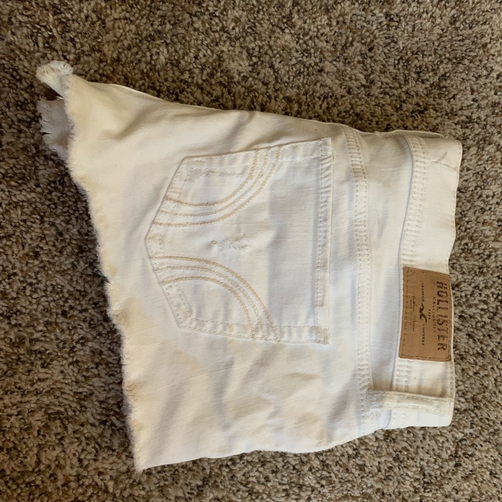 Hollister white cut off shorts